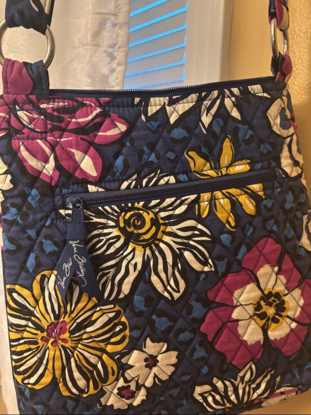 Vera Bradley Floral Quilted Crossbody - Navy, Purple & Yellow - Picture 7 of 7